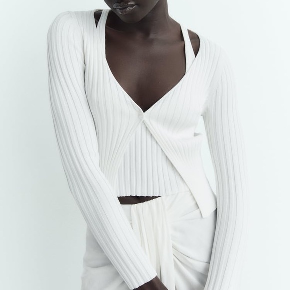 Zara White Ribbed Knit Top - Picture 8 of 11